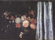 SPELT, Adrian van der Flower Still Life with Curtain (mk14) oil painting on canvas